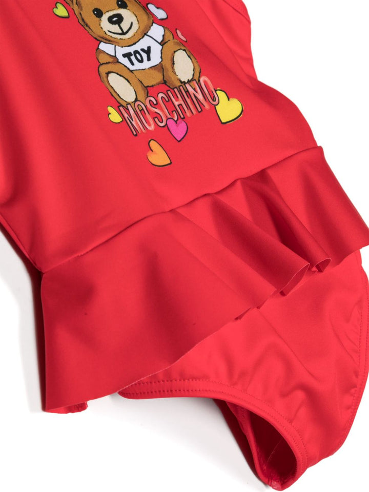 Red costume for baby girl with bear