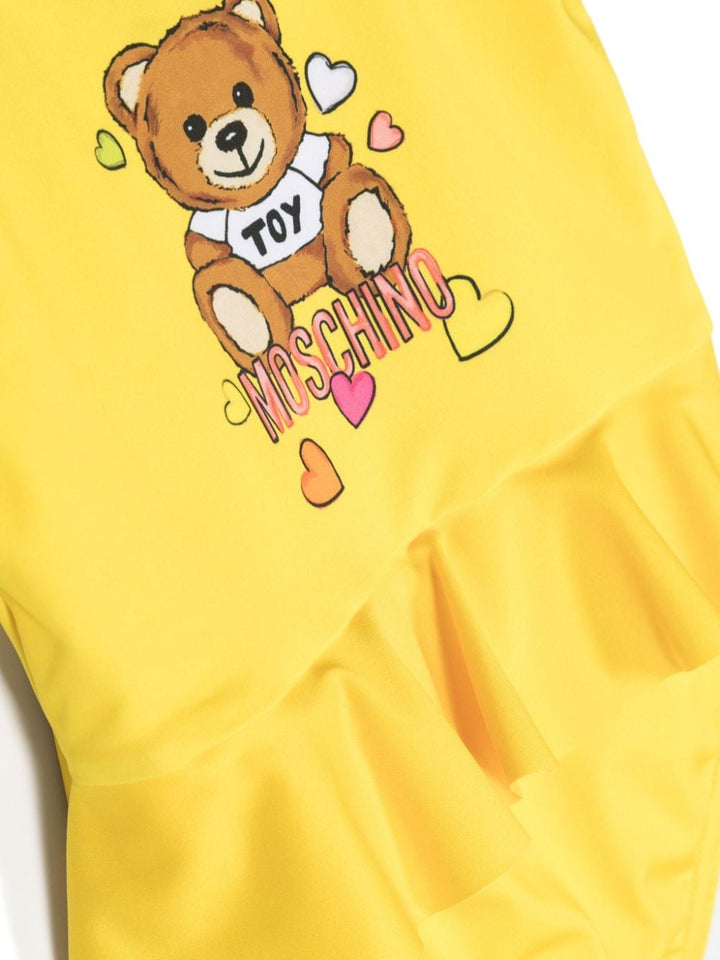Yellow costume for baby girls with bear