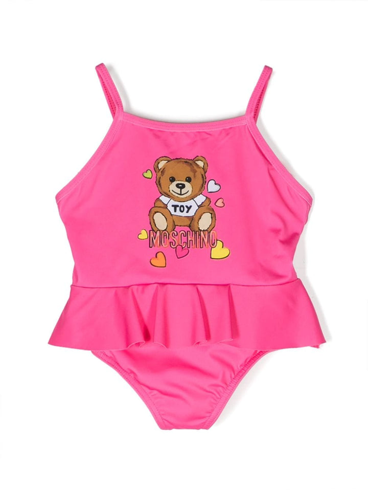 Pink costume for baby girls with bear