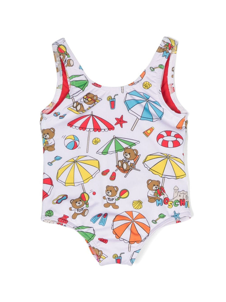 Multicolored swimsuit for baby girls with print