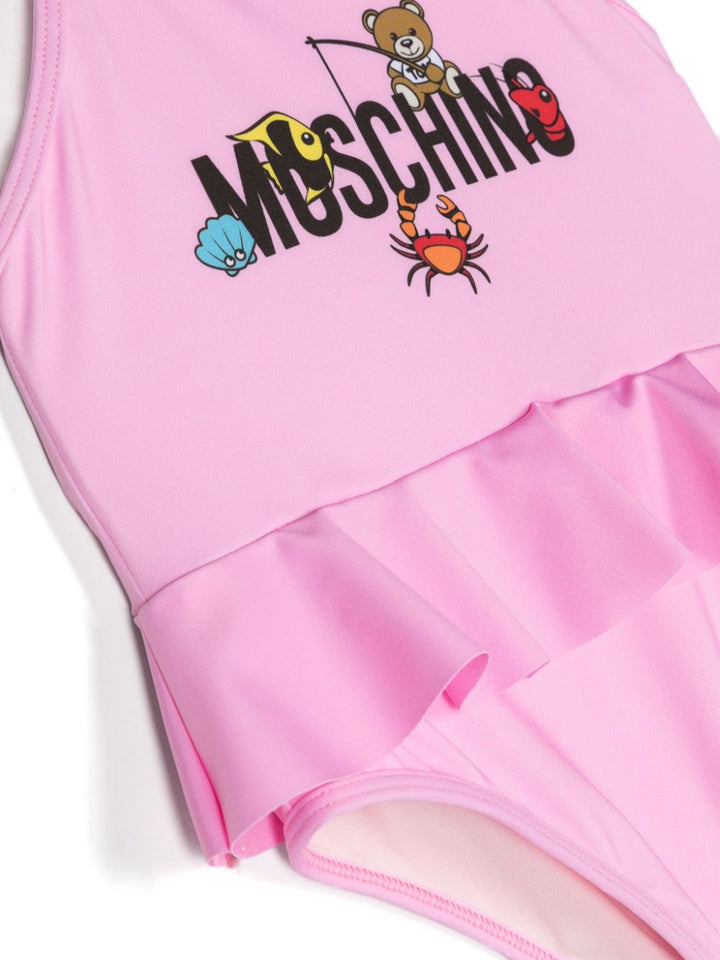 Costume rosa per neonata con logo