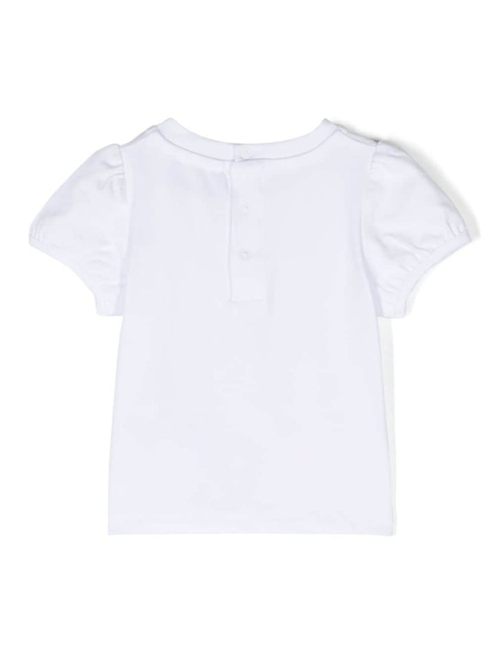 T-shirt bianca per neonata con orso