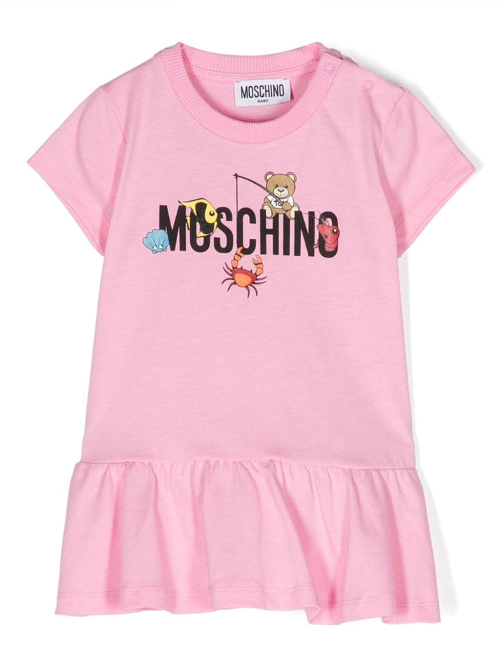 Pink dress for baby girls with logo