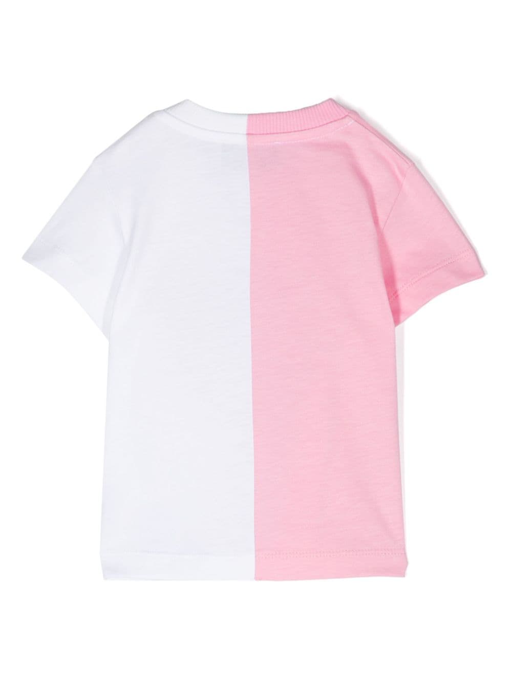 T-shirt bianca e rosa per neonata con logo