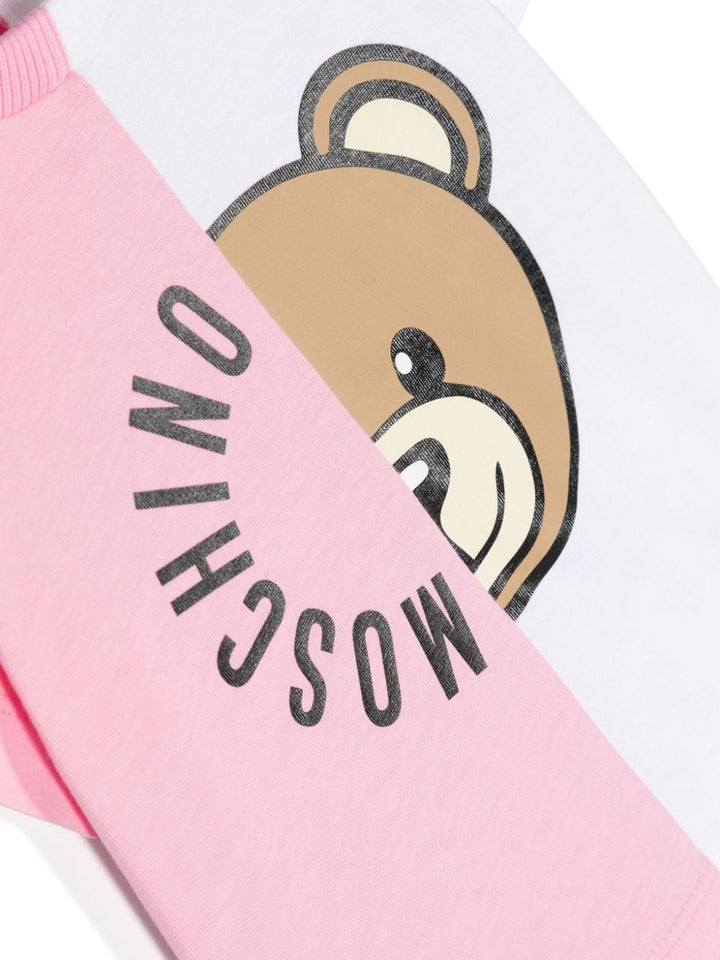 T-shirt bianca e rosa per neonata con logo