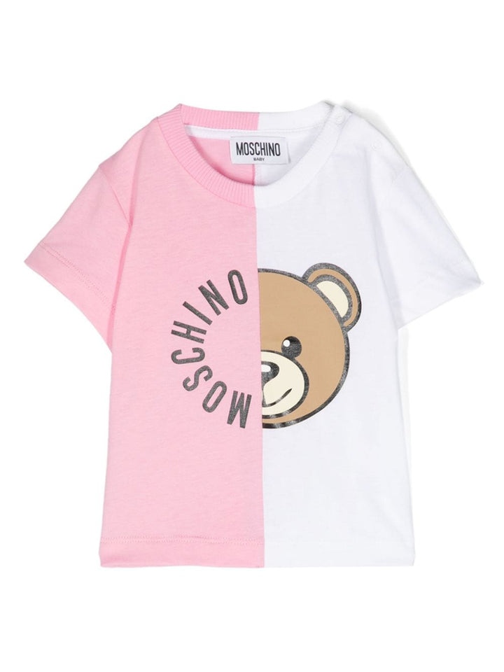 White and pink baby girl t-shirt with logo