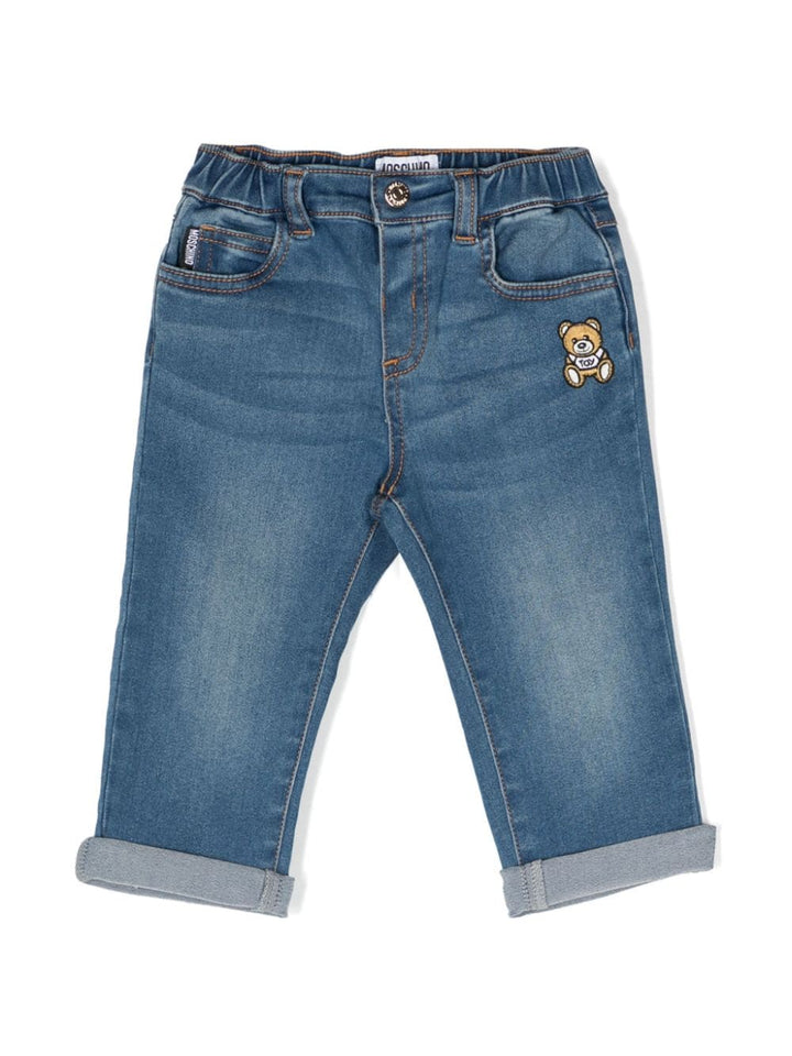 Blue jeans for boys with bear