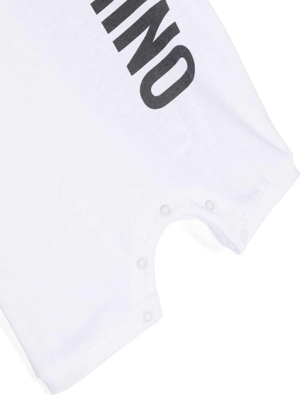 White baby romper with logo