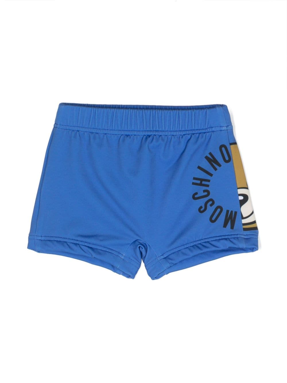 Baby blue swim shorts with logo