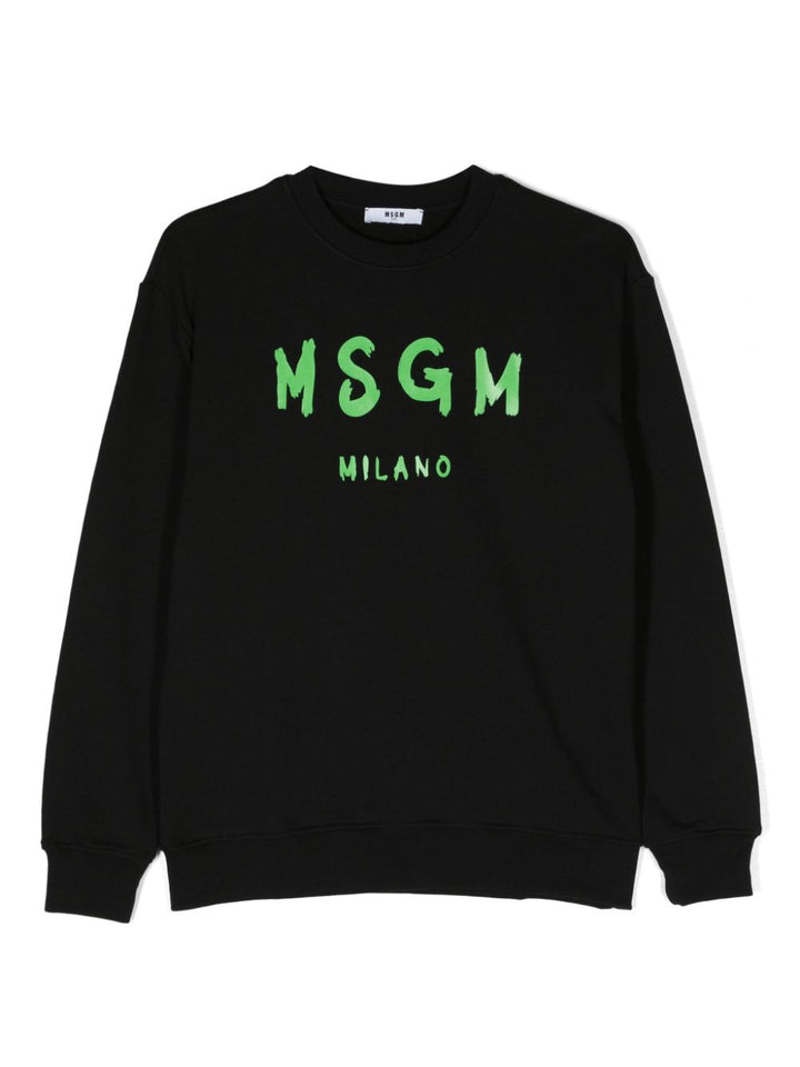 Felpa nera per bambini con logo S4MSJUSW023 110 Msgm Kids 