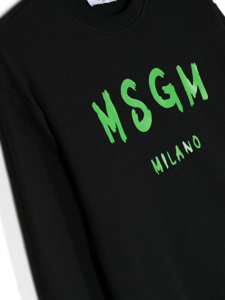 Felpa nera per bambini con logo S4MSJUSW023 110 Msgm Kids 