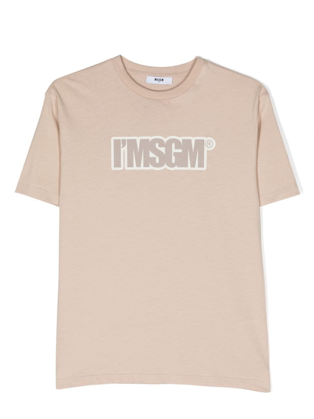 T-shirt beige per bambino con logo S4MSJUTH202 015 Msgm Kids 