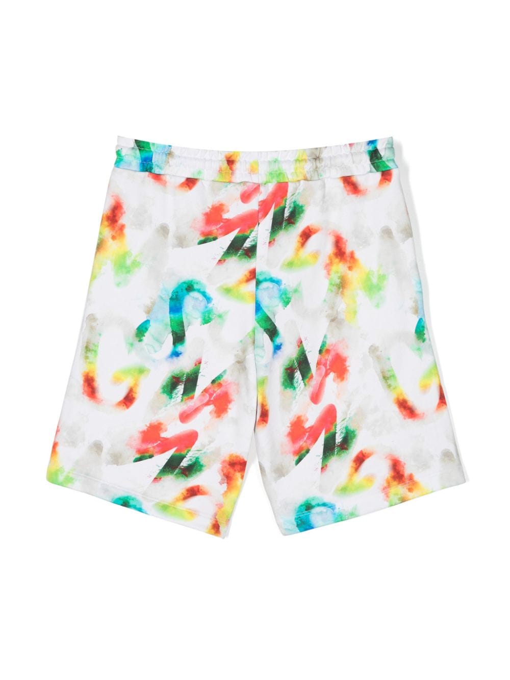 White Bermuda shorts for boys with watercolor effect