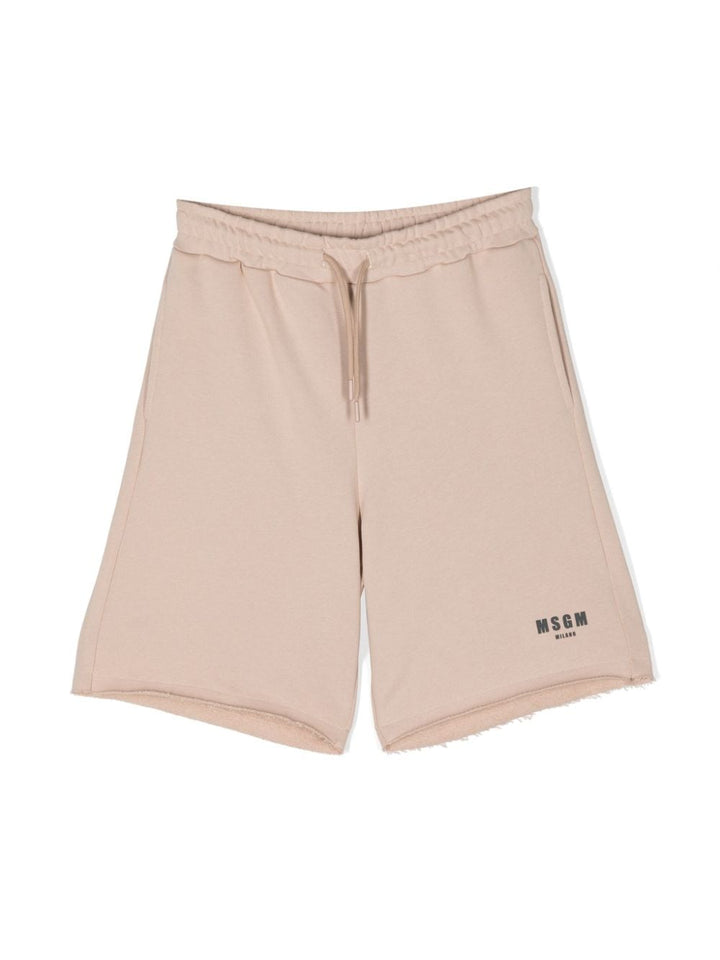 Beige Bermuda shorts for girls with logo