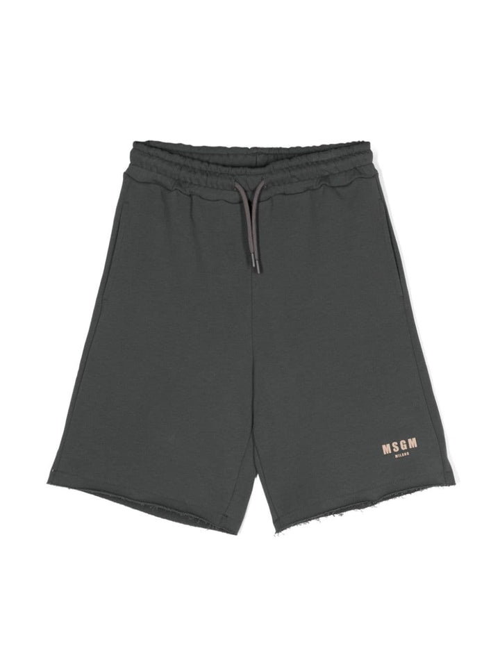 Gray Bermuda shorts for girls with logo