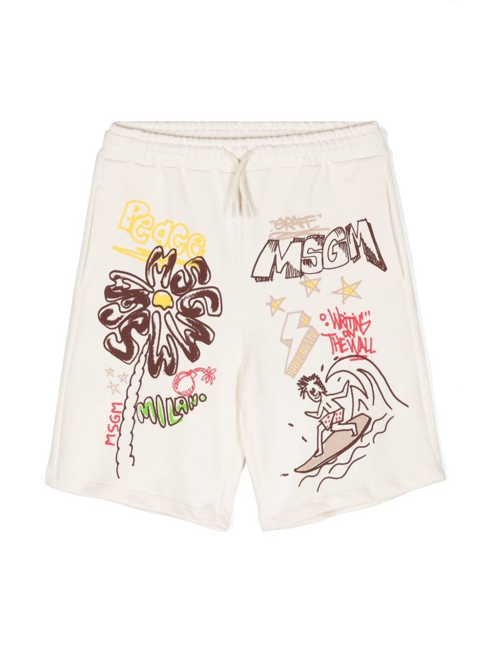 Cream Bermuda shorts for boys with print