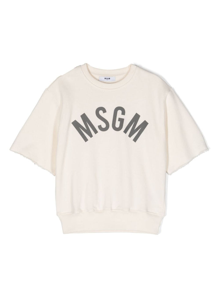 Cream sweatshirt for girls with logo
