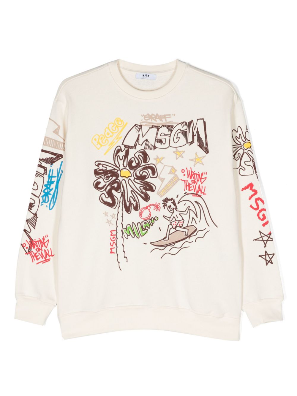 Cream sweatshirt for boys with print