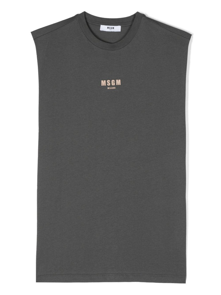 Gray dress for girls with logo