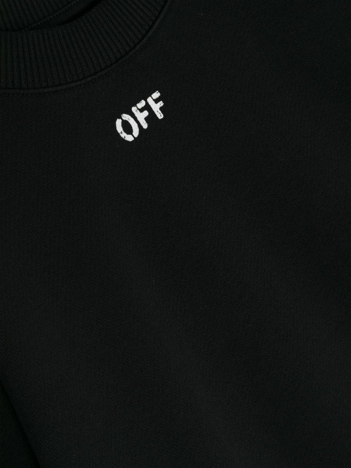 Felpa nera per bambino con logo OBBA001S24FLE002 1001 Off White Kids 
