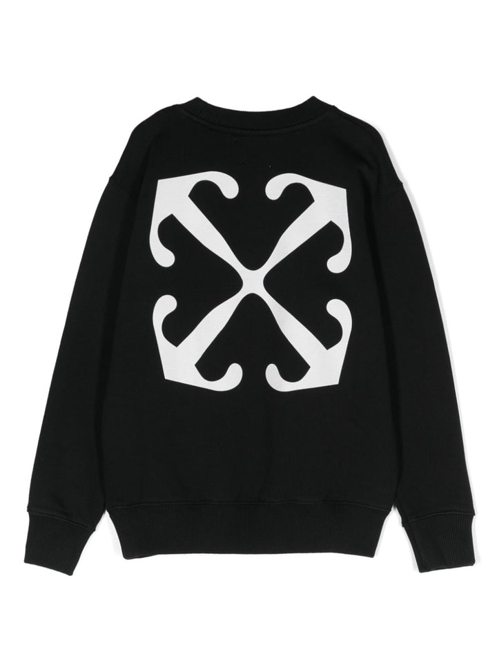 Felpa nera per bambino con logo OBBA001S24FLE002 1001 Off White Kids 