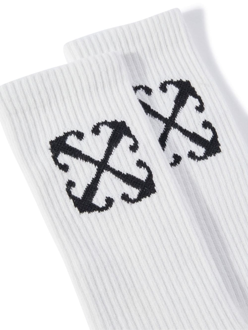 White socks for children with black logo