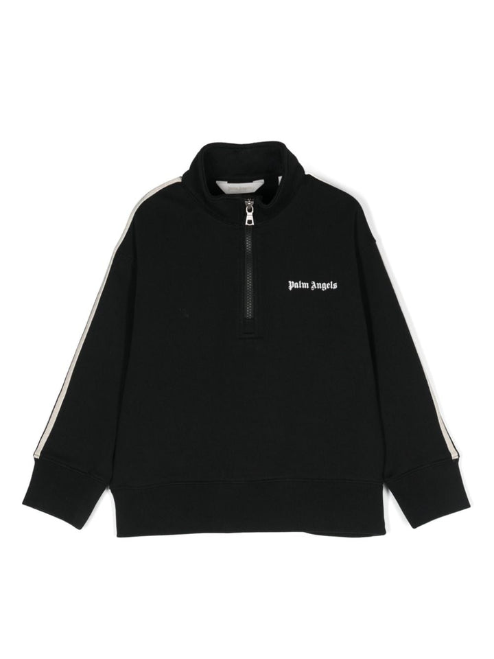 Felpa nera per bambino con logo PBBA010S24FLE001 1001 Palm Angels Kids 