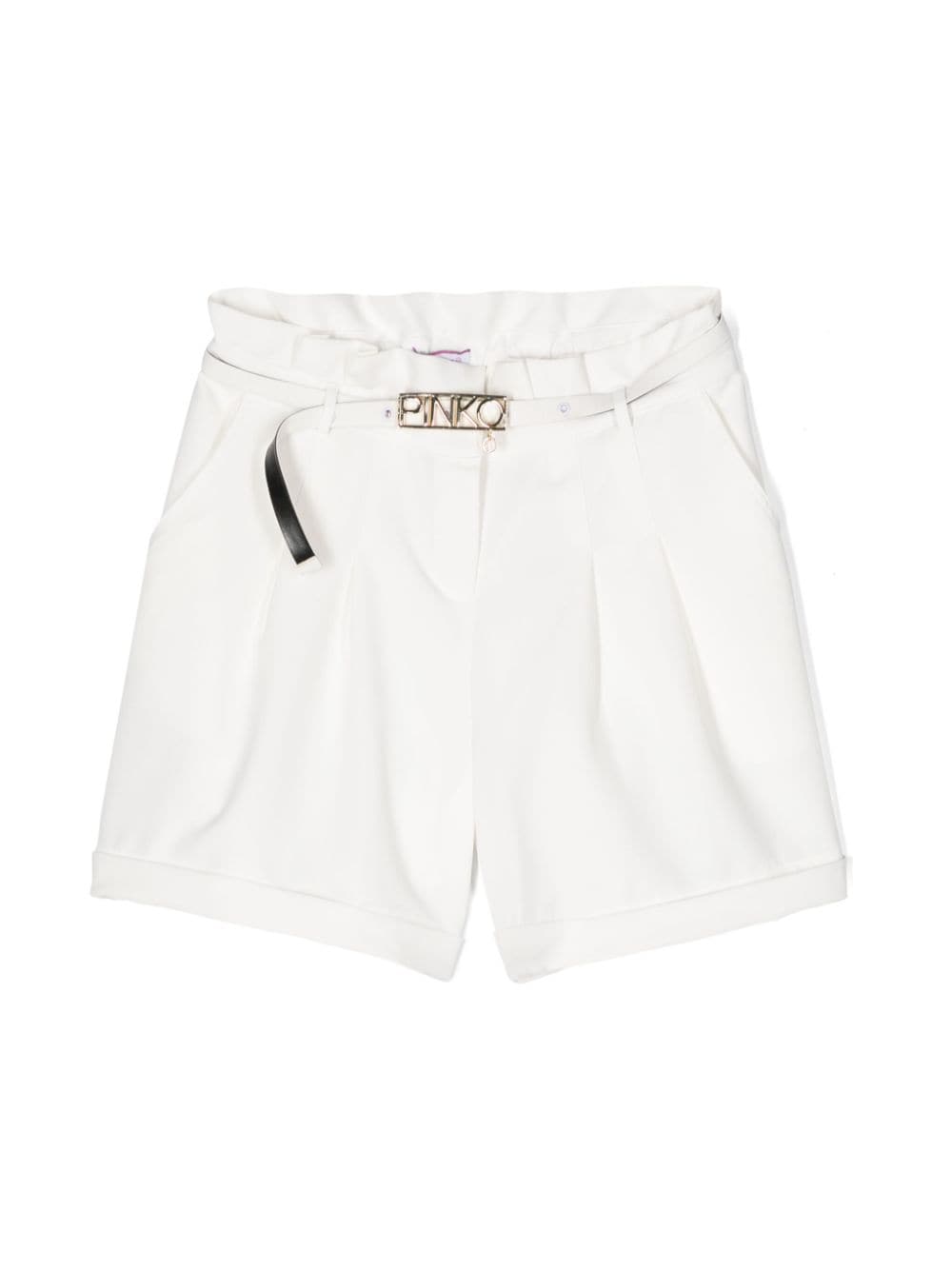 Bermuda bianca per bambina con logo S4PIJGBE053 001 Pinko Kids 