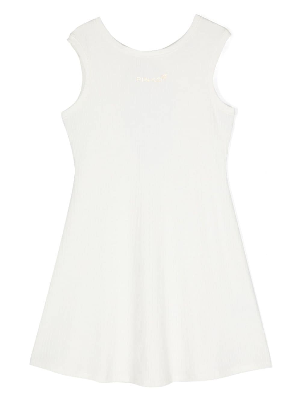 Abito bianco per bambina con logo S4PIJGDR029 002 Pinko Kids 