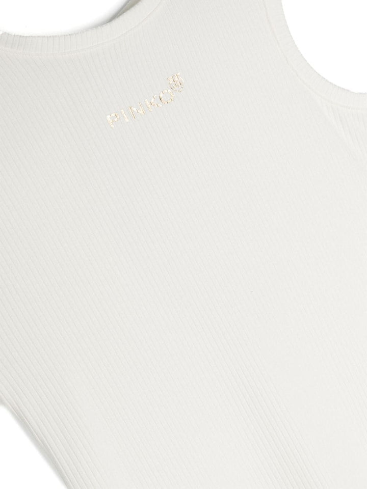 Abito bianco per bambina con logo S4PIJGDR029 002 Pinko Kids 
