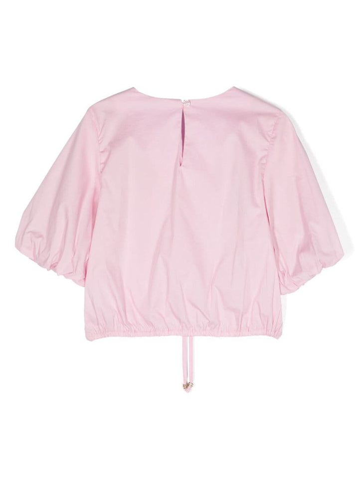 Top rosa per bambina in popeline S4PIJGTO025 042 Pinko Kids 