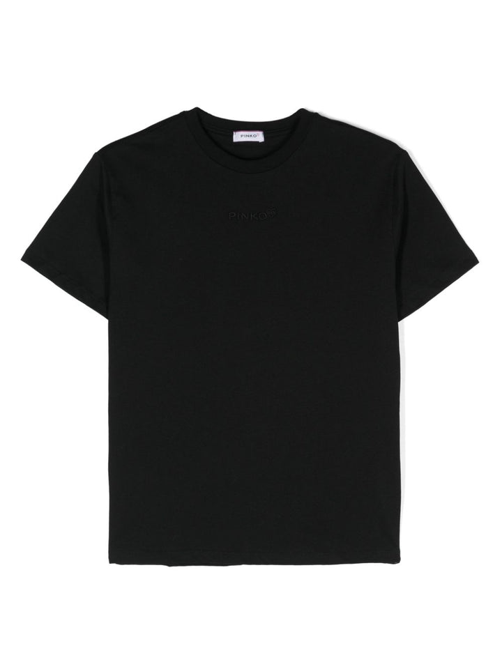 T-shirt nera per bambina con logo