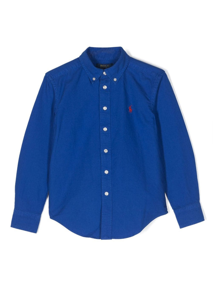 Camicia blu per bambino con logo 323858909 015 Ralph Lauren Kids 