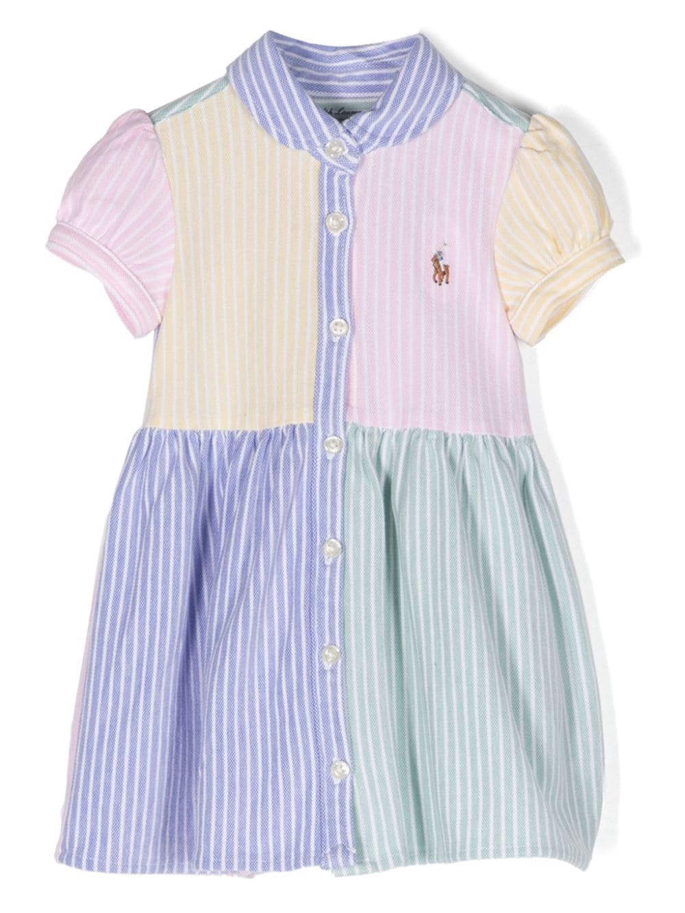 Multicolored dress for baby girls with logo