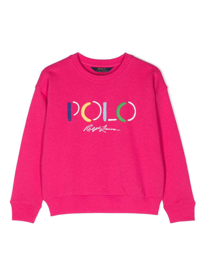 Fuchsia sweatshirt for girls with logo
