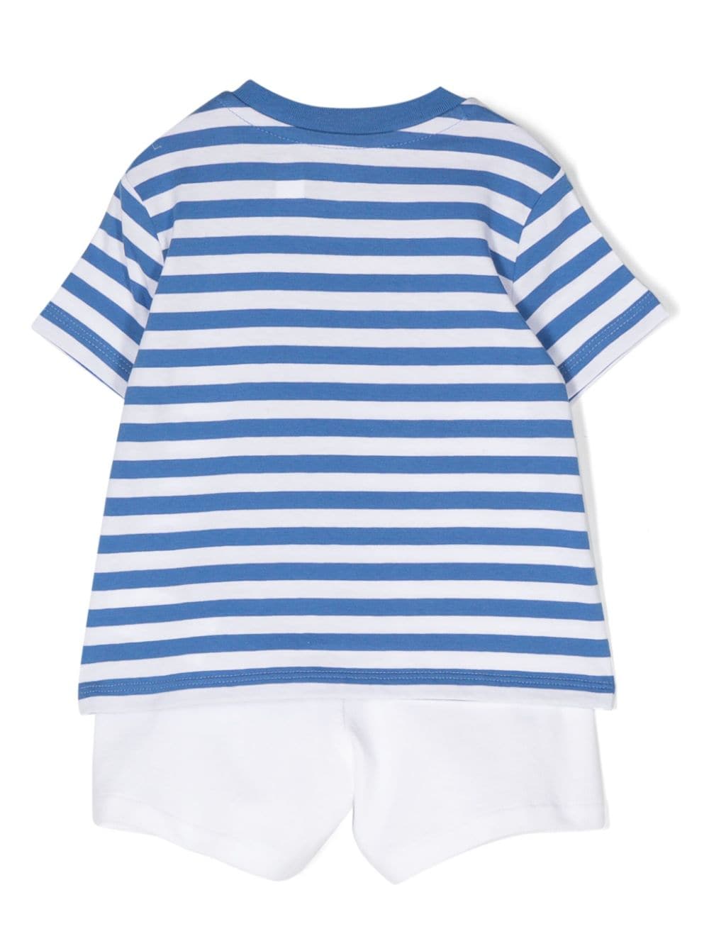 T-shirt e bermuda blu e bianco per neonato