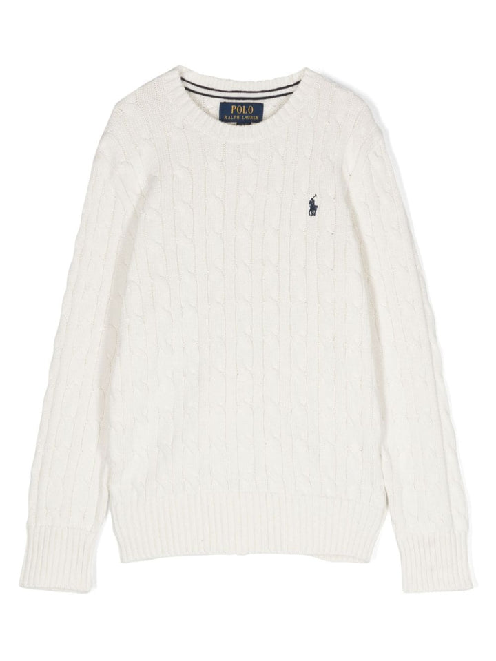 White sweater for boys with logo