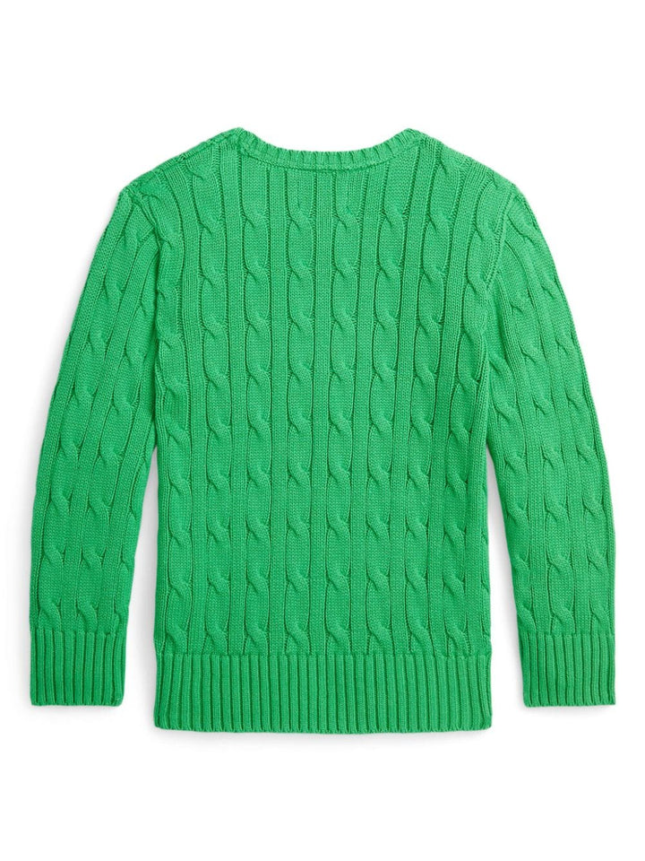 Green sweater for boys with logo