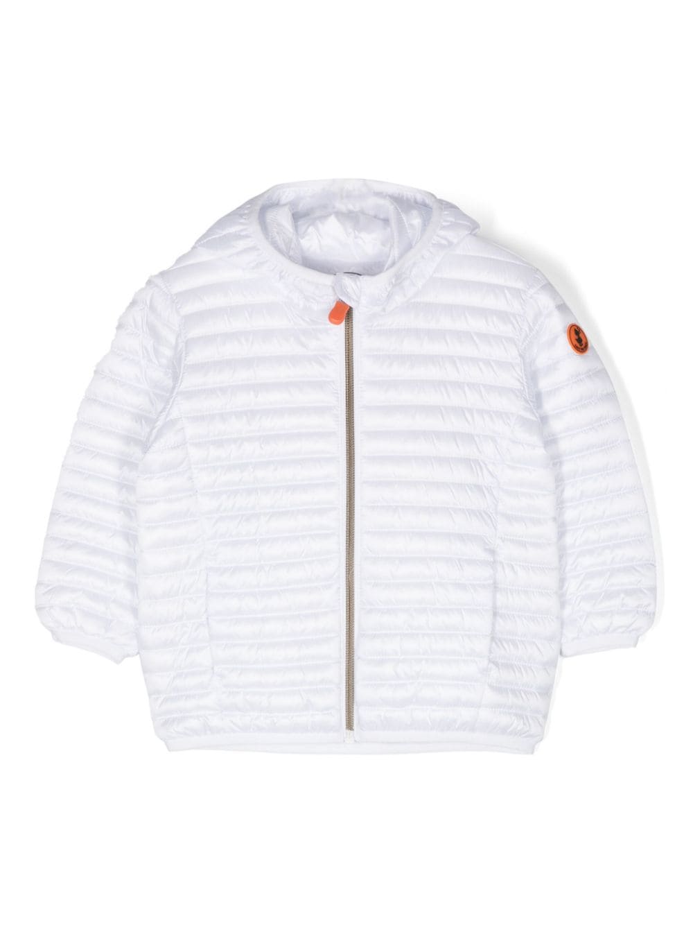 White jacket for baby girls with logo