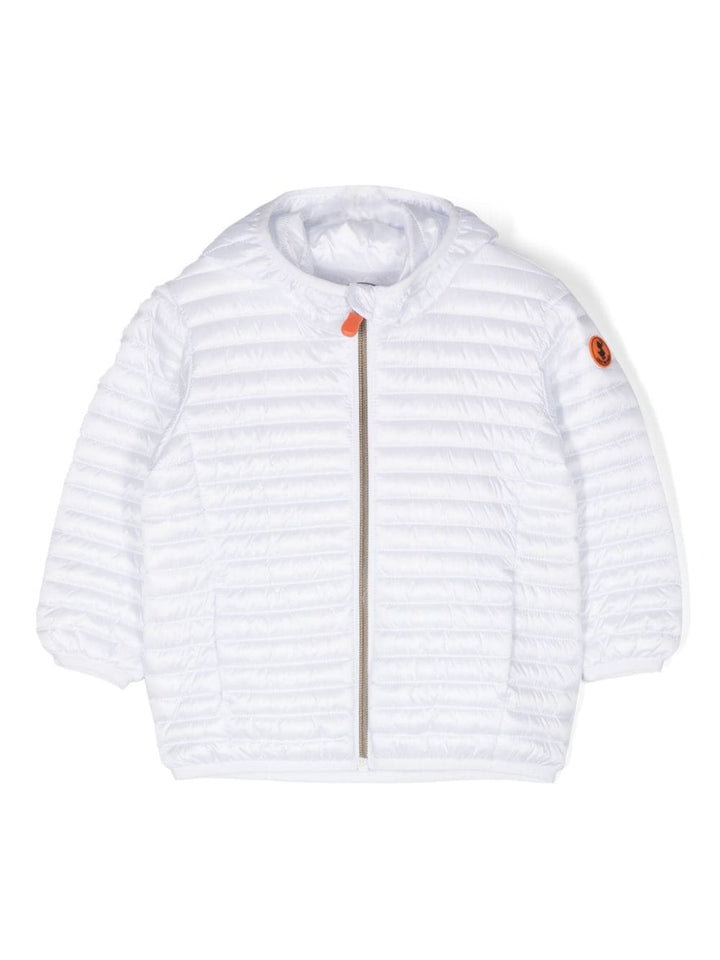 White jacket for baby girls with logo