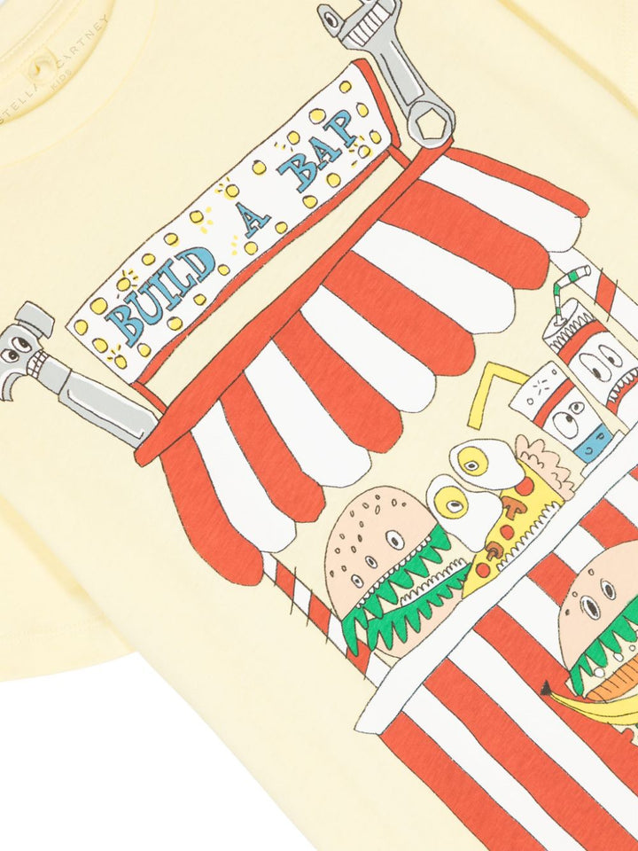 T-shirt gialla per bambino con stampo TU8R51Z0434 229 Stella McCartney Kids 