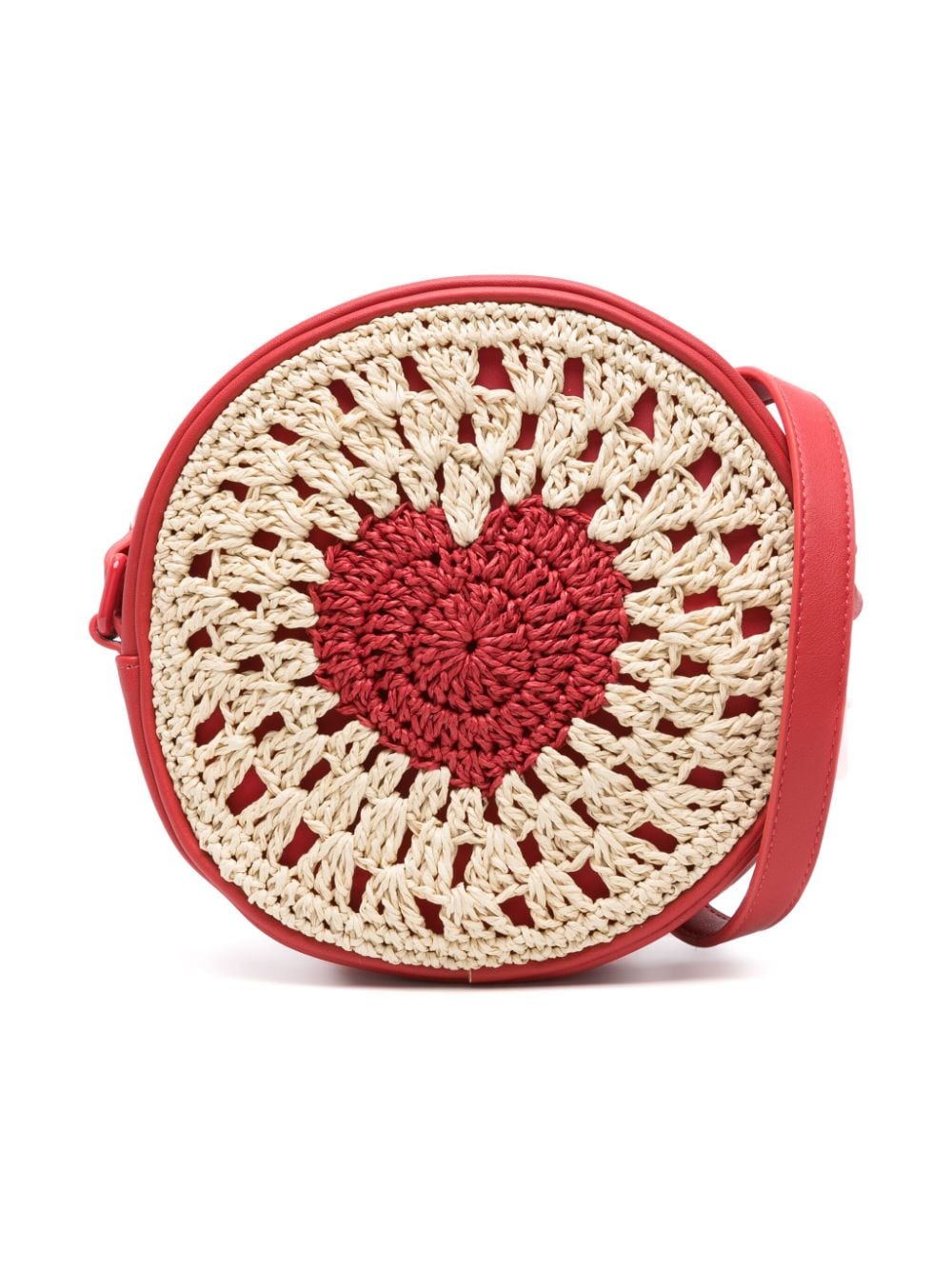 Red and beige bag for girls with heart