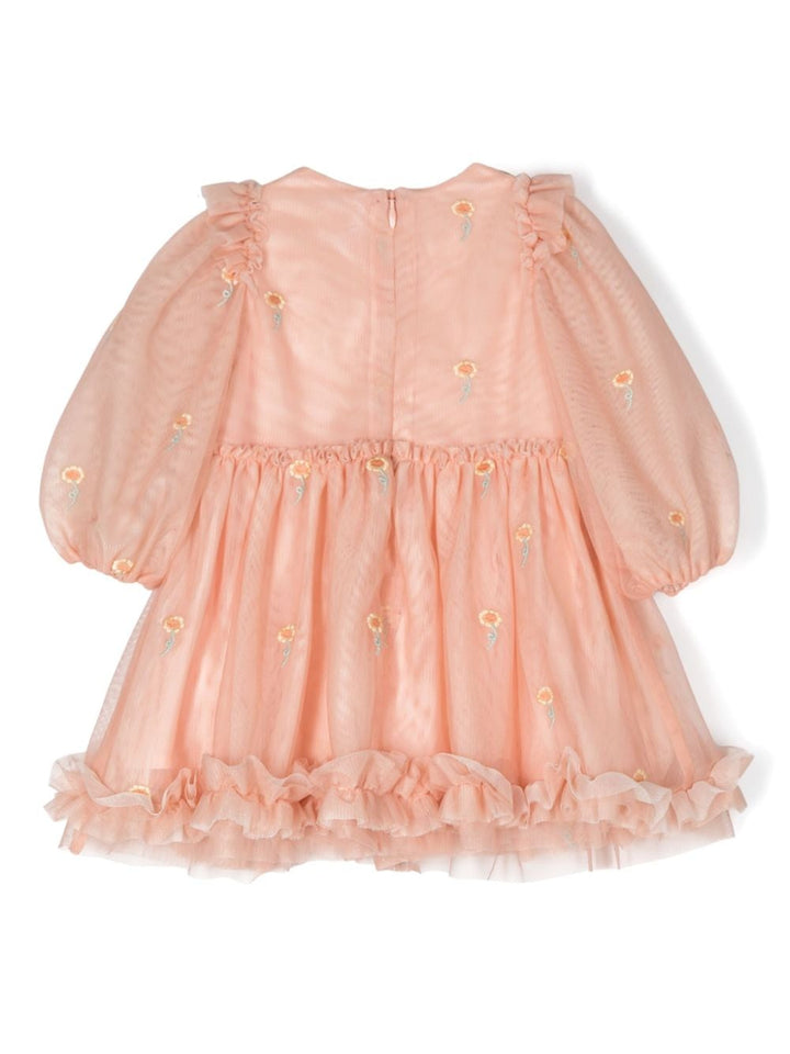 Salmon dress for baby girls in tulle