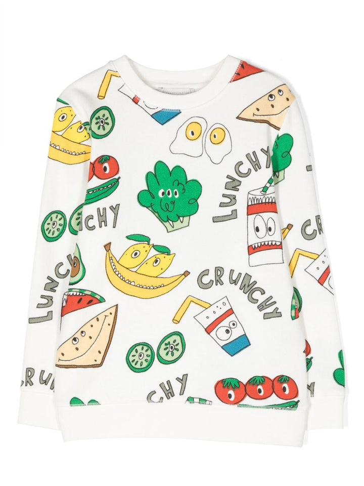White sweatshirt for boys with all-over print