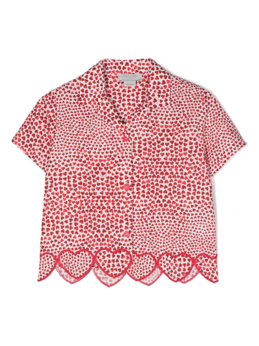 Camicia rossa per bambina con stampa a cuori