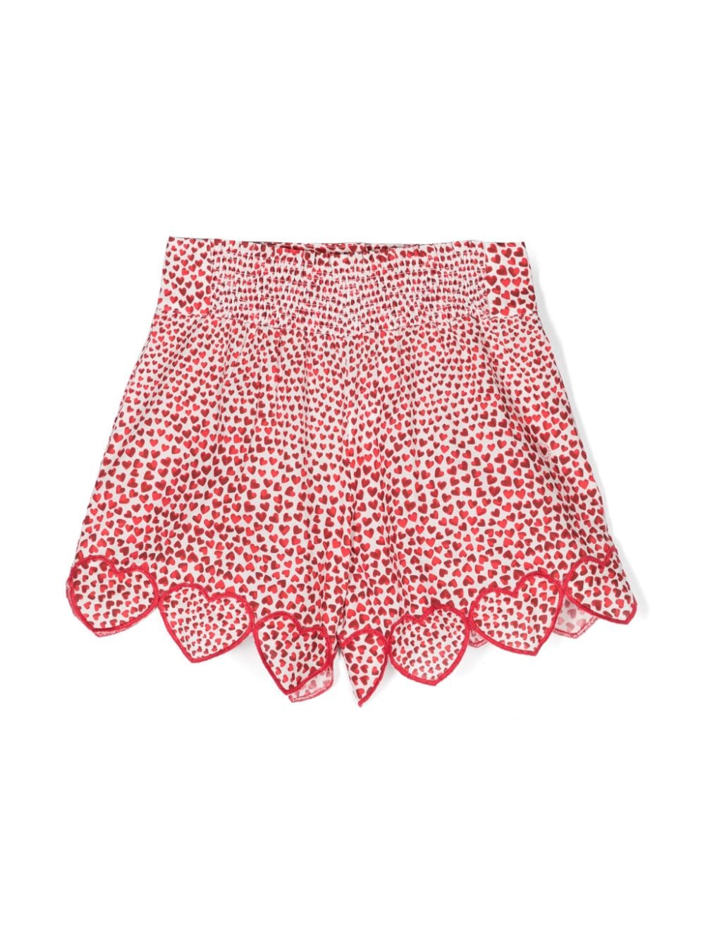 Red Bermuda shorts for girls with hearts
