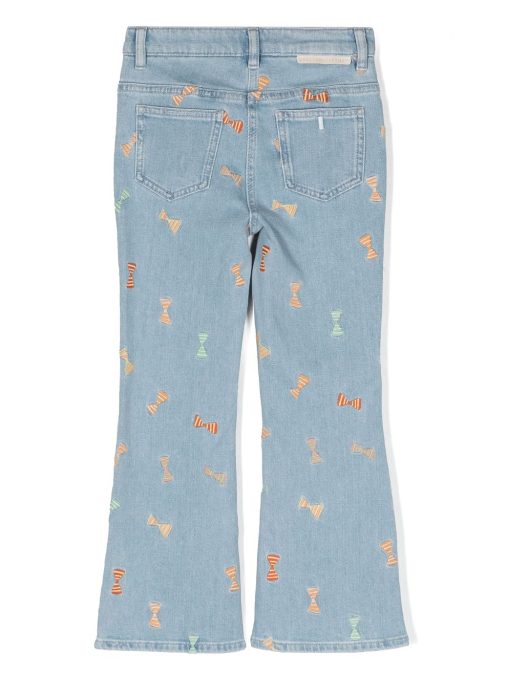 Light blue jeans for girls with embroidered bows