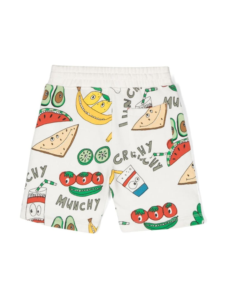 White Bermuda shorts for boys with print