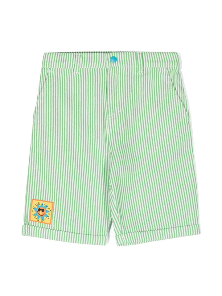 Green Bermuda shorts for boys with logo