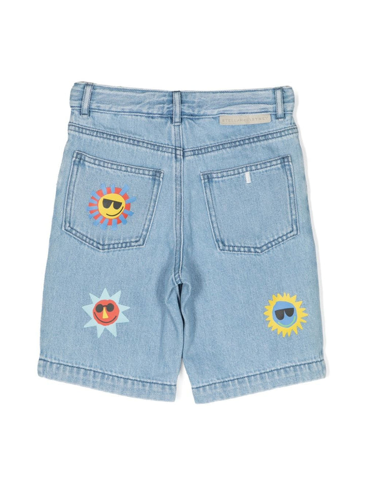 Light blue Bermuda shorts for girls with sun